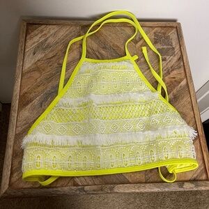 Aerie Neon Yellow Halter Bikini Top Women Size XS
